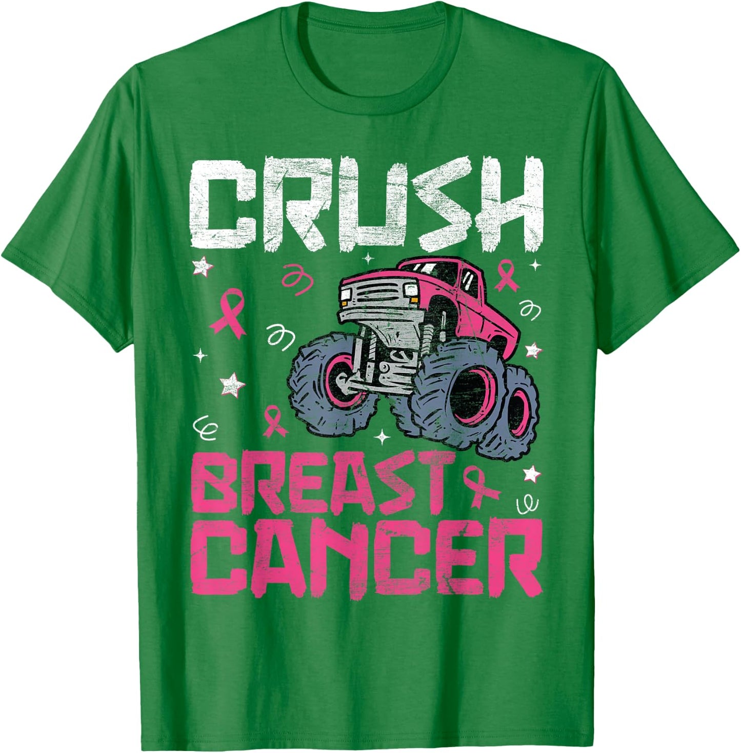 Crush Breast Cancer Awareness Monster Truck kids Boys Girls T-Shirt - T-Shirt | Irish Green
