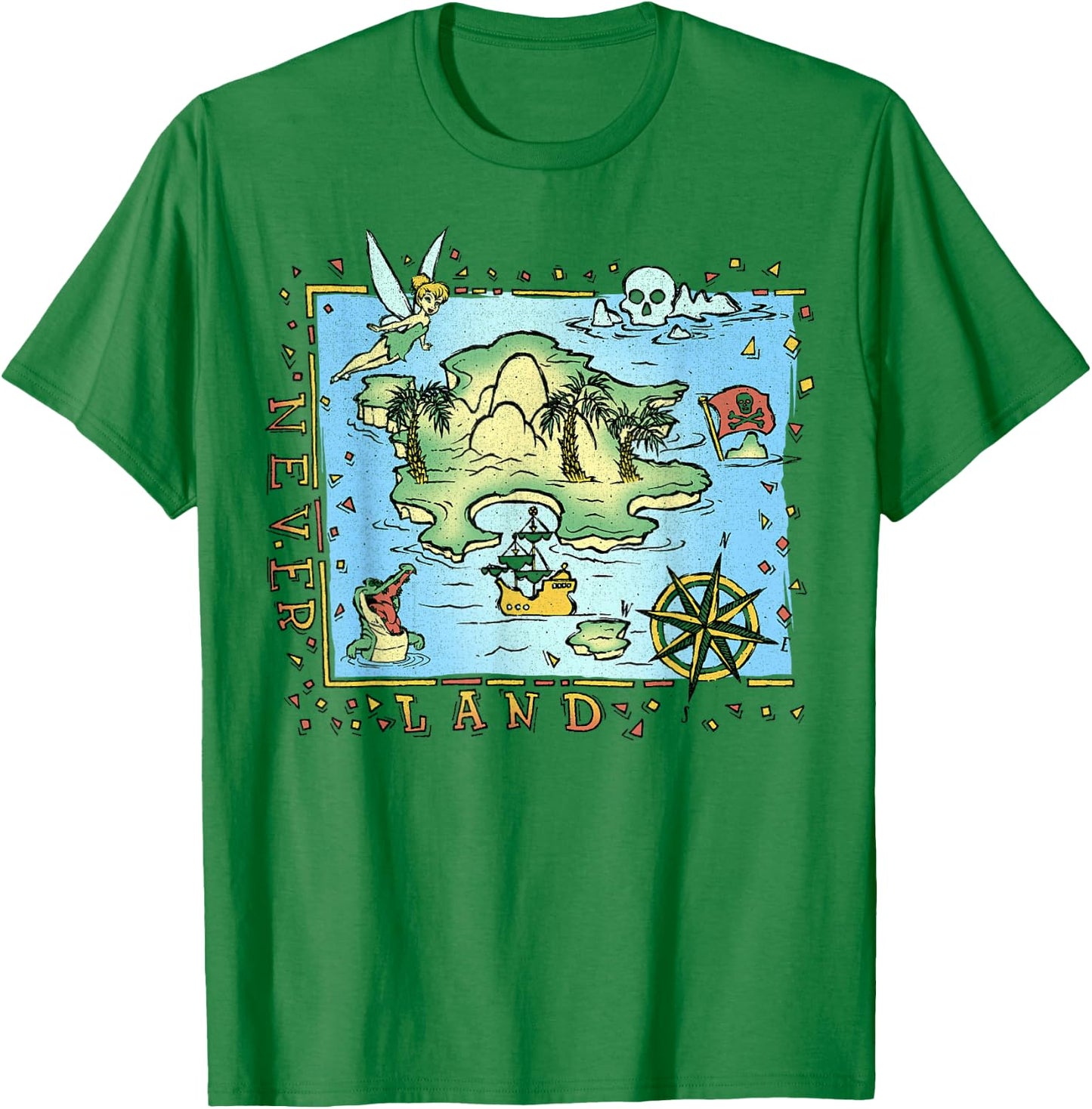 Disney Peter Pan Never Land Map Vintage Poster T-Shirt - T-Shirt | Irish Green