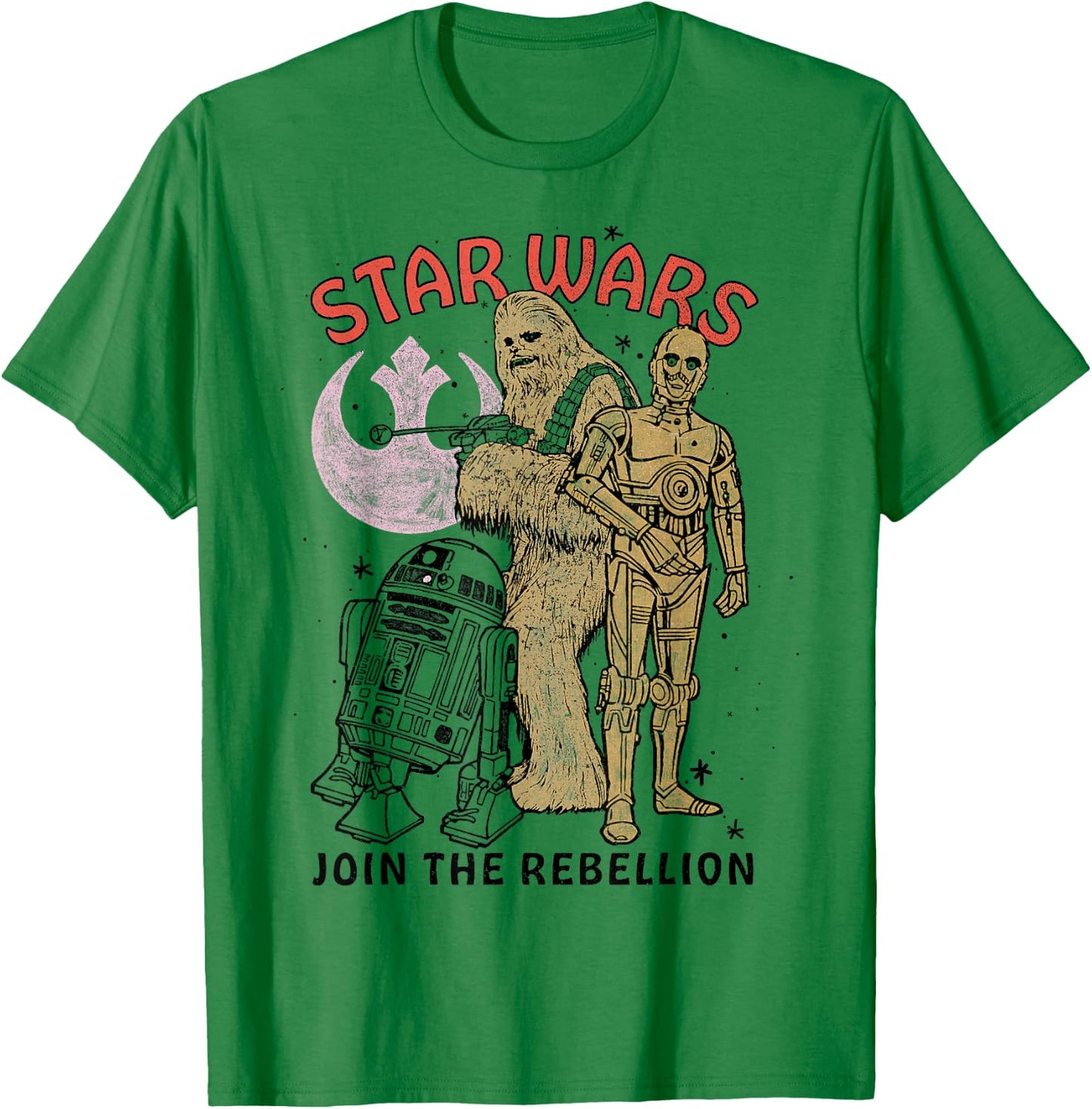 Star Wars Chewbacca R2-D2 C-3PO Join The Rebellion T-Shirt - T-Shirt | Irish Green