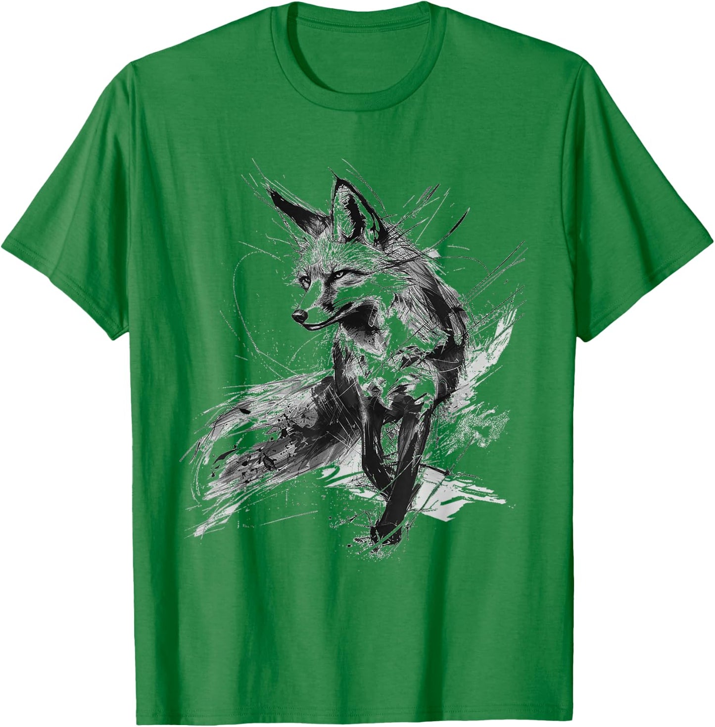 Fuchs Tierdruck Zoo Zeichnung Kunstwerk Abstrakter Fuchs T-Shirt - T-Shirt | Irish Green