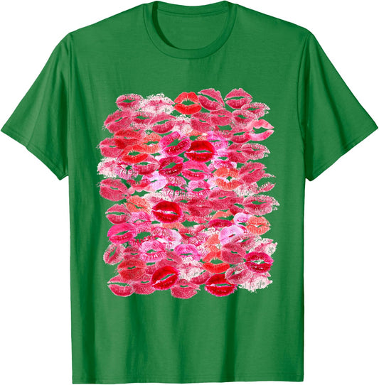 Vorder- und Rückseite Druck - Lippenstift Kisses White For Boyfriend T-Shirt - T-Shirt | Irish Green