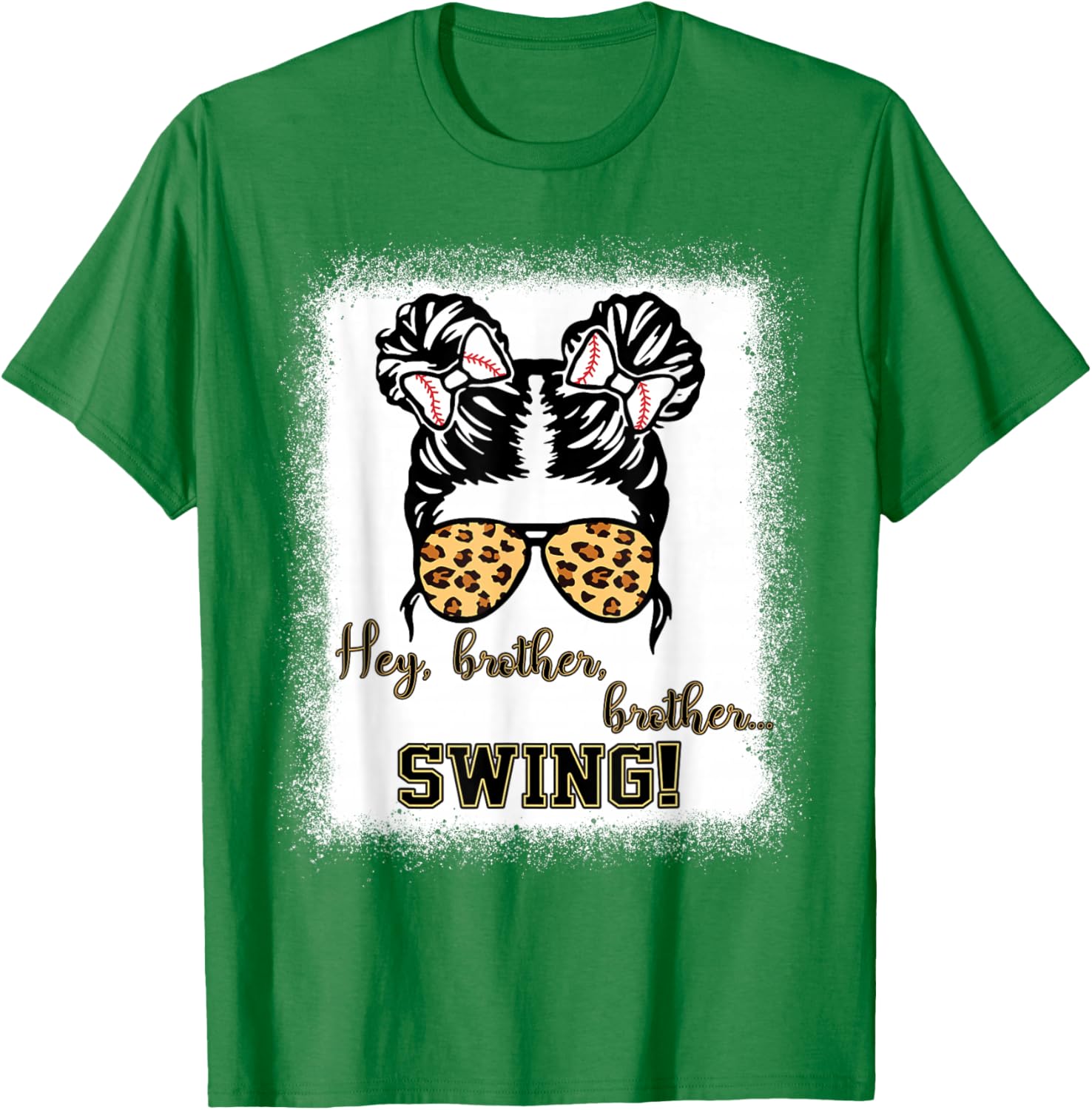 Kids Baseball Sister Hey Brother Brother Swing Toddler Girls T-Shirt - T-Shirt | Irish Green