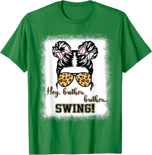 Kids Baseball Sister Hey Brother Brother Swing Toddler Girls T-Shirt - T-Shirt | Irish Green