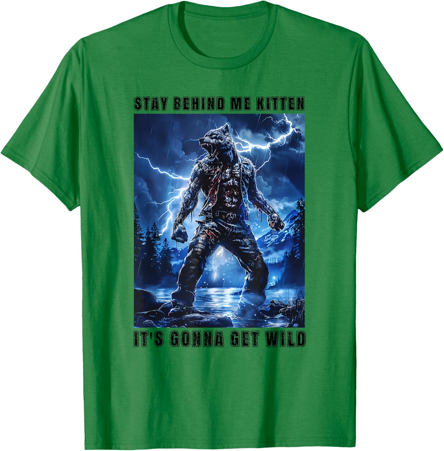 Super Cringy Alpha Wolf Kitten Meme Stay Behind Me Kitten T-Shirt - T-Shirt | Irish Green