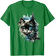 Cat Blue Eyes Cat Art Forest Animal Cat T-Shirt - T-Shirt | Irish Green