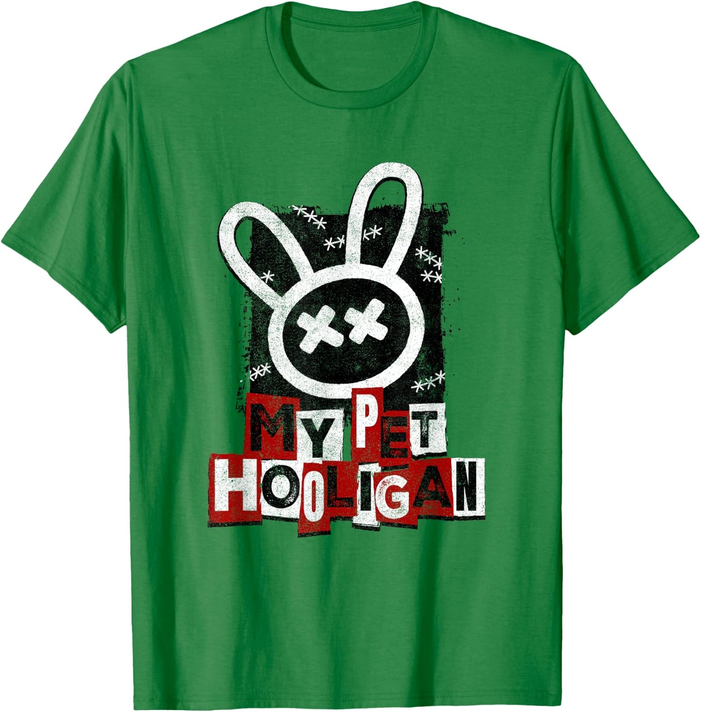 My Pet Hooligan Punk Style Face Logo Distressed Poster T-Shirt - T-Shirt | Irish Green