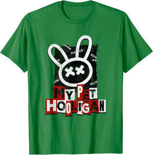 My Pet Hooligan Punk Style Face Logo Distressed Poster T-Shirt - T-Shirt | Irish Green