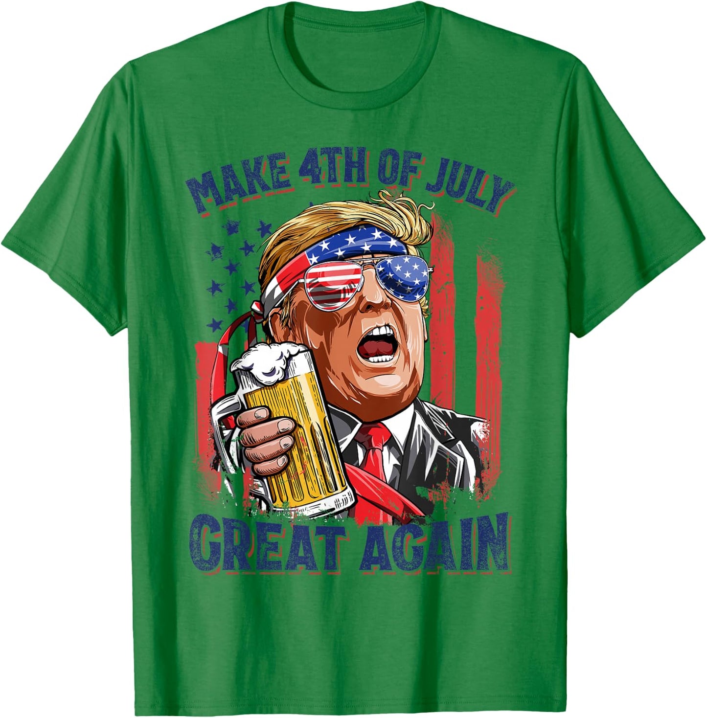 Make 4th Of July Great Again Funny Trump Men Drinking Beer T-Shirt - T-Shirt | Irish Green