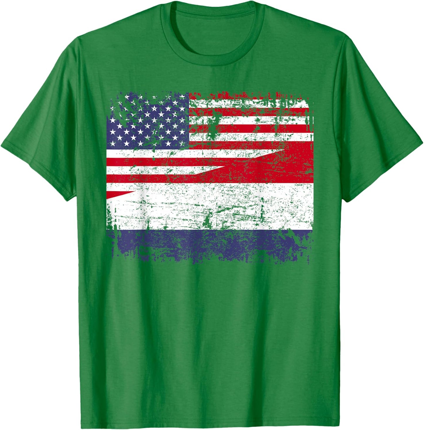 Dutch Roots | Half American Flag | Netherlands T-Shirt - T-Shirt | Irish Green