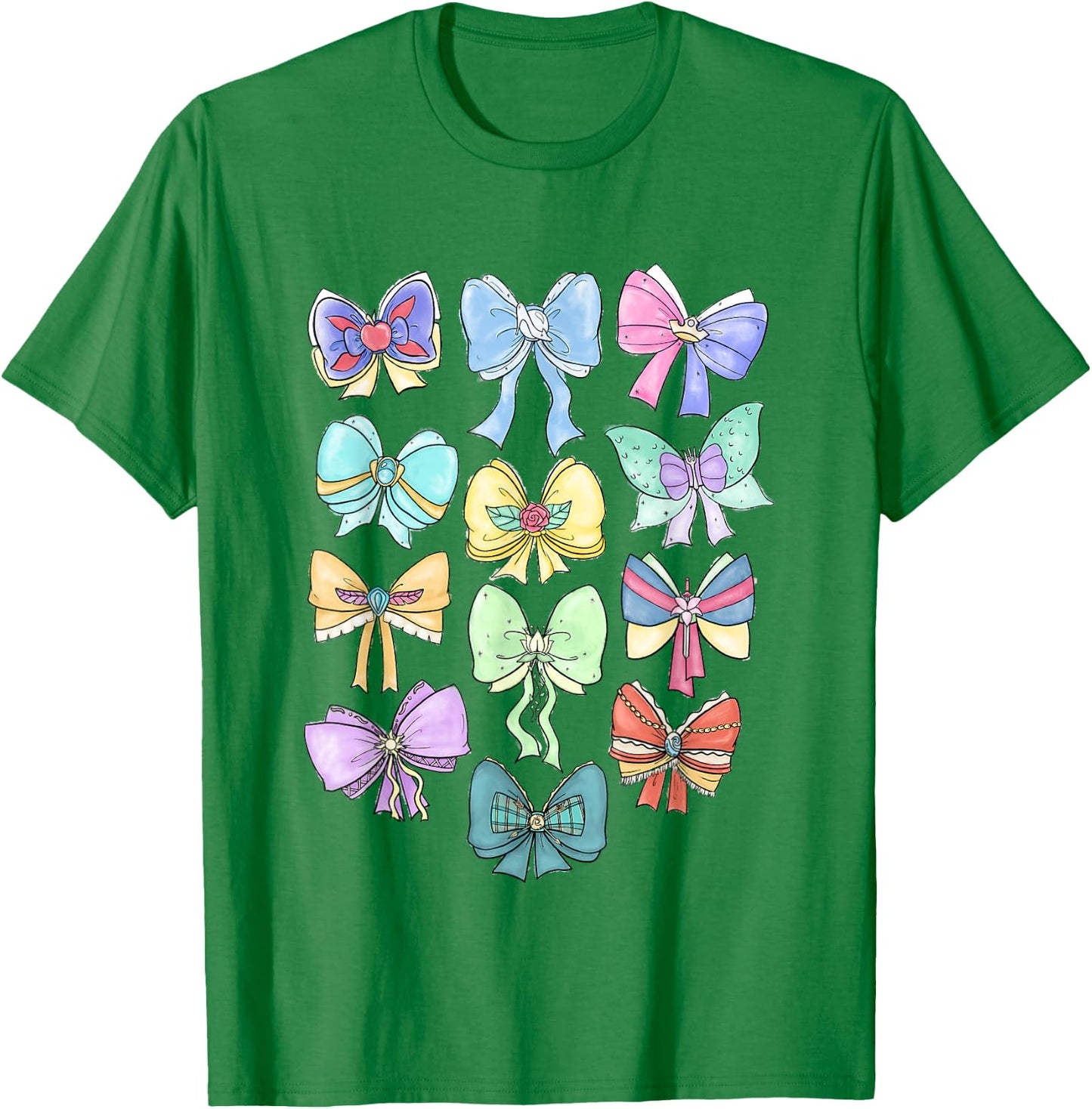 Disney Princess Cute Ribbons and Bows Pastel Colors Logo T-Shirt - T-Shirt | Irish Green