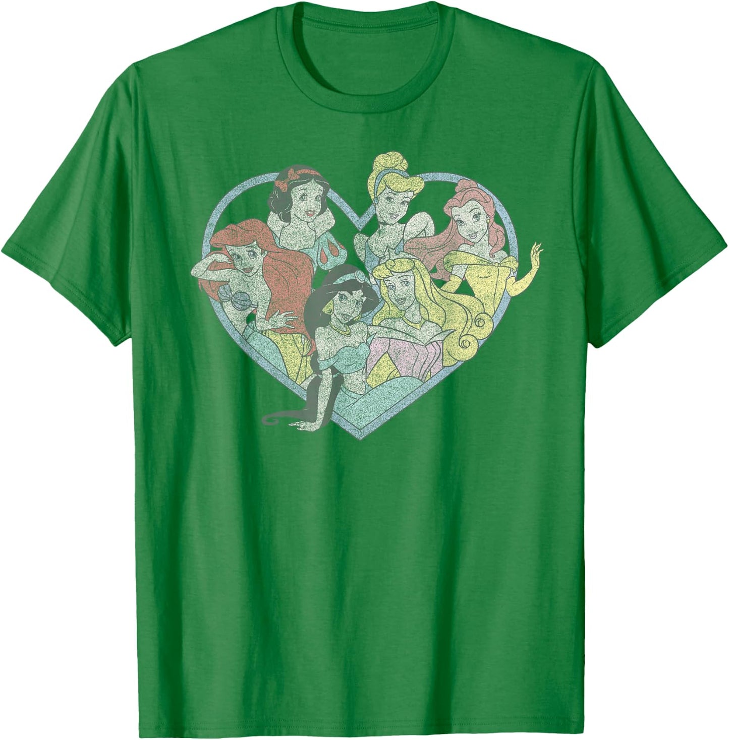 Disney Princess Valentine's Day Vintage Heart Group Shot T-Shirt - T-Shirt | Irish Green