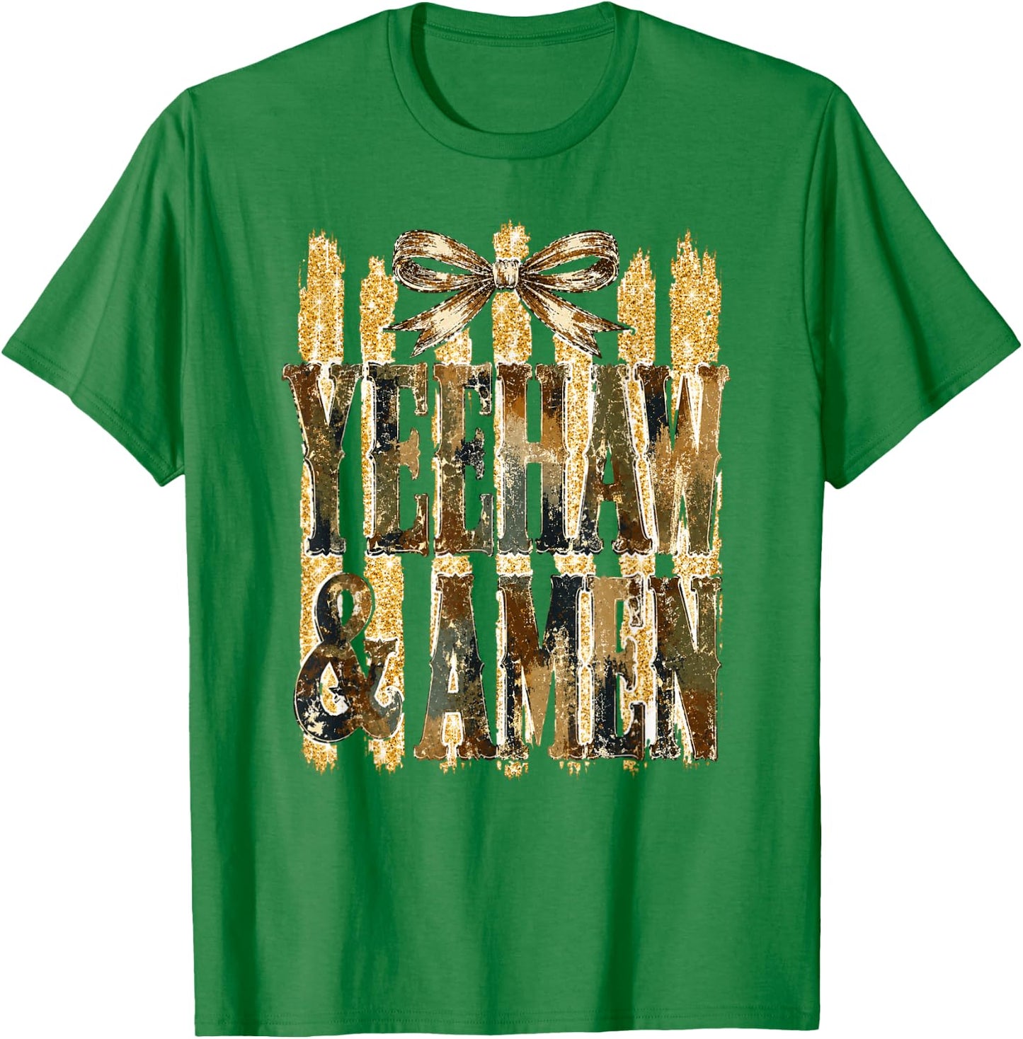 Yeehaw and Amen Country Faith Western Christian T-Shirt - T-Shirt | Irish Green