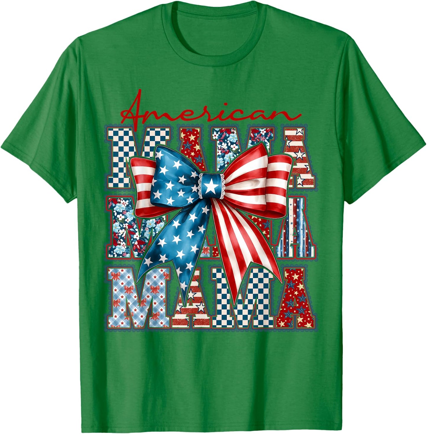 America Mama USA Flag Coquette 4th of July US America Women T-Shirt - T-Shirt | Irish Green