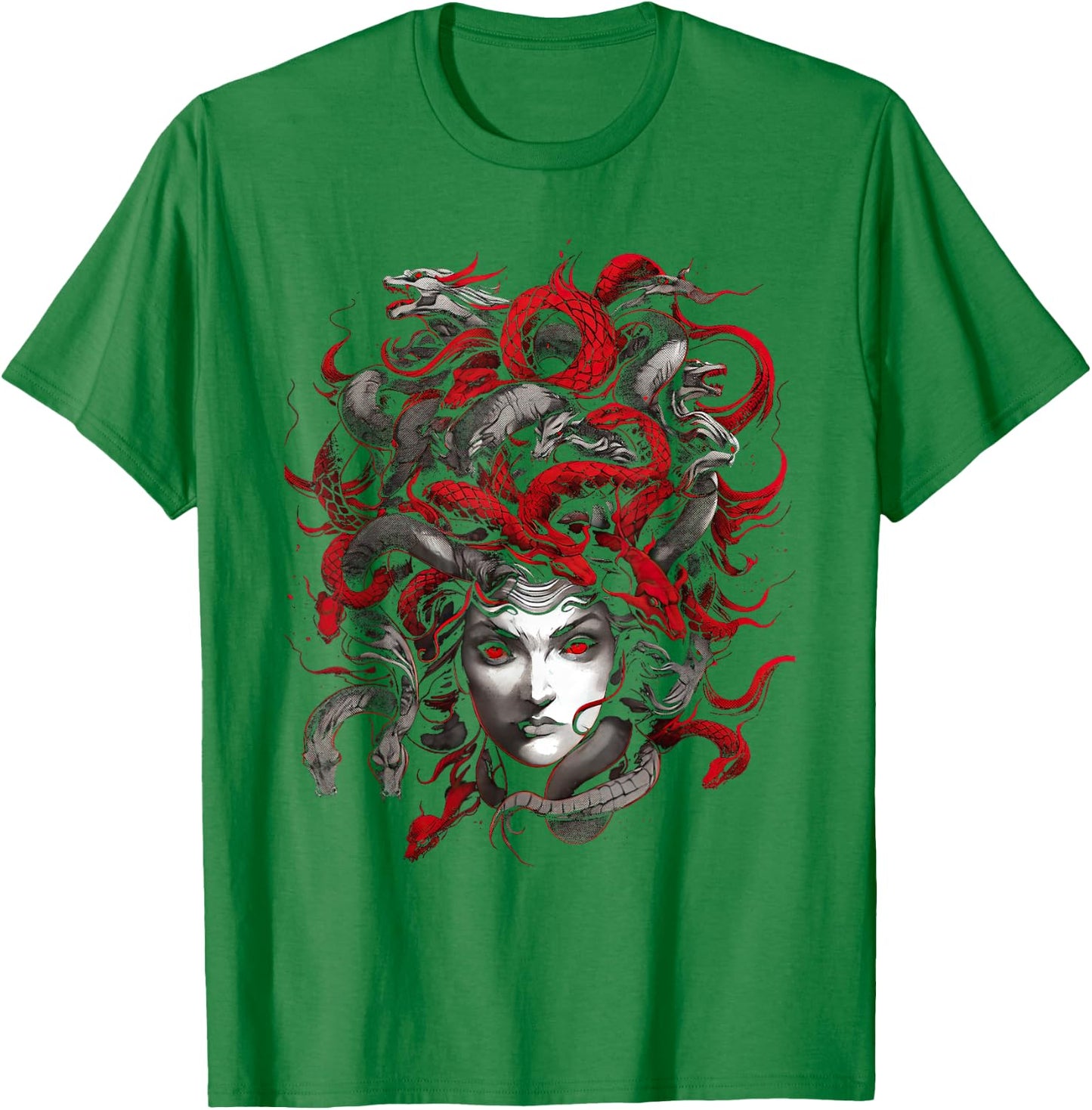 Medusahead Greek Mythology Ancient Snake Hair T-Shirt - T-Shirt | Irish Green