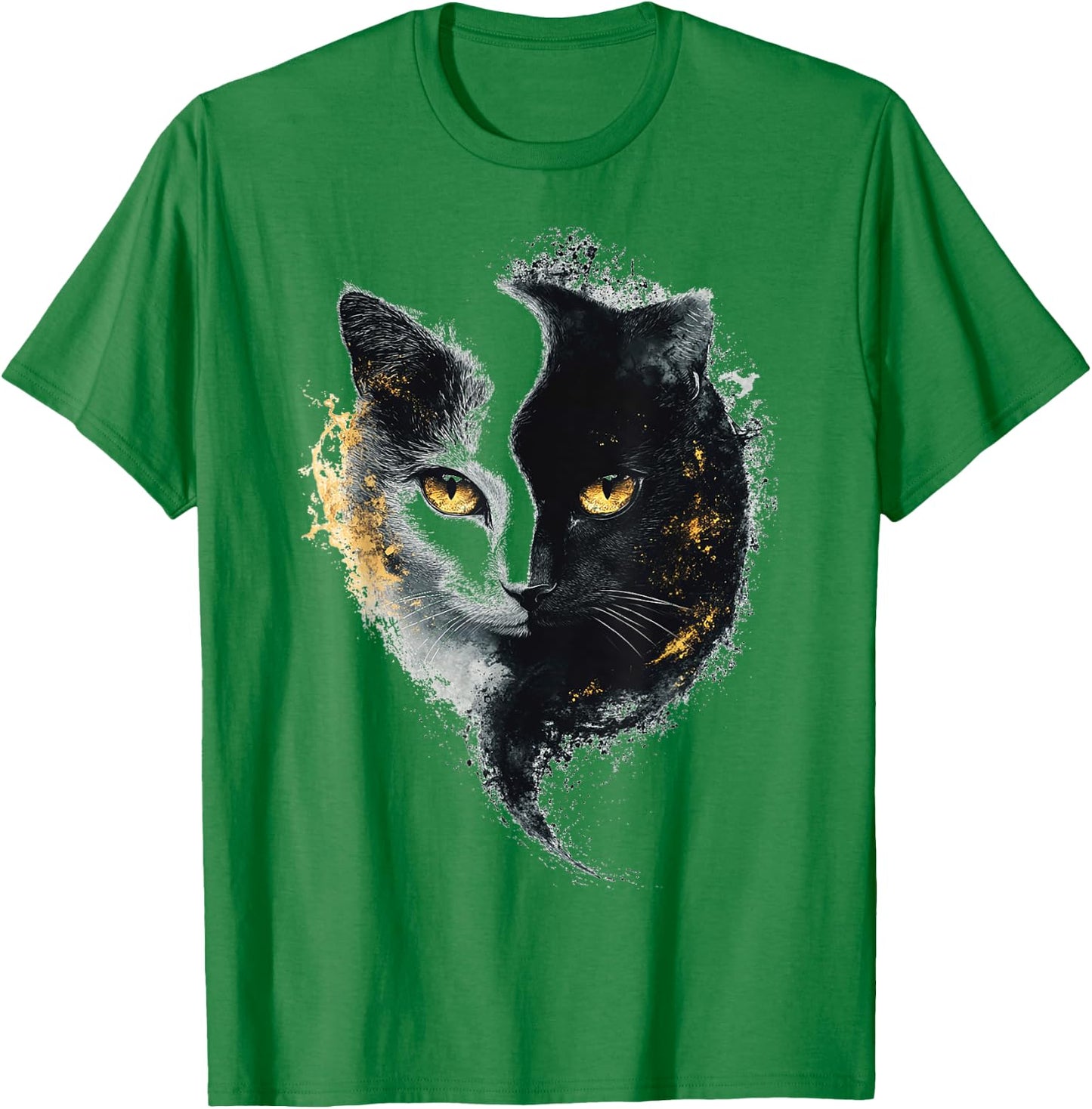Chat Abstrait Portrait Animal Lover Illustration Graphique Chat T-Shirt - T-Shirt | Irish Green