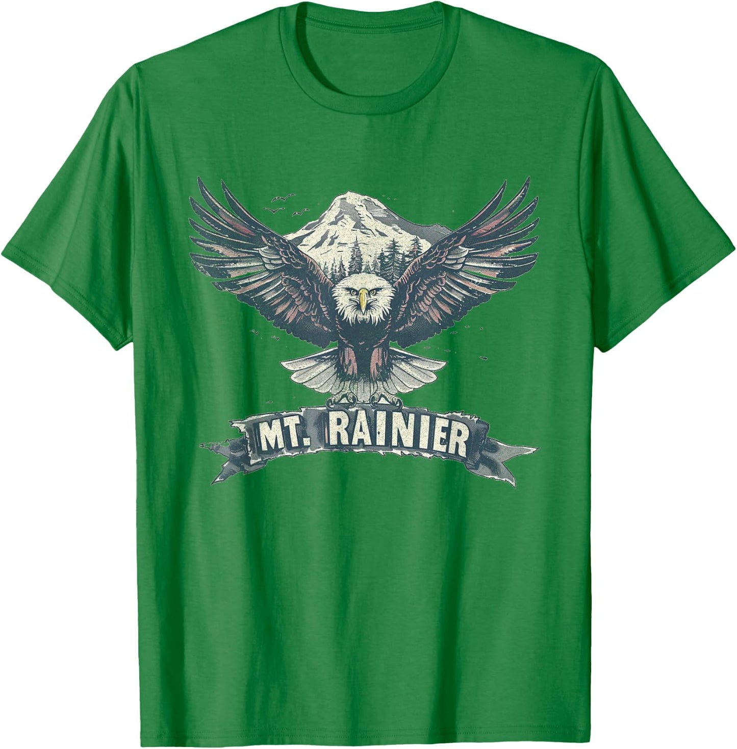 Mount Rainier - US National Park Vintage Men Women Retro T-Shirt - T-Shirt | Irish Green