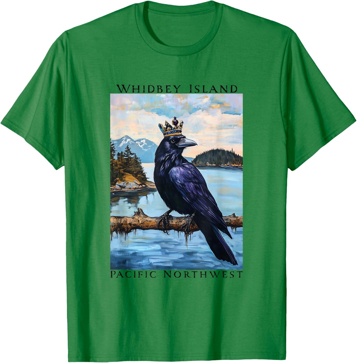 Whidbey Island Washington Crows Pacific Northwest Boating T-Shirt - T-Shirt | Irish Green