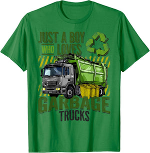 Just A Boy Who Loves Garbage Trucks for Garbage Truck Lover T-Shirt - T-Shirt | Irish Green