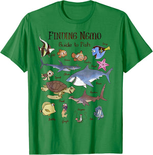 Disney Pixar Finding Nemo Guide to Fish Textbook Sketches T-Shirt - T-Shirt | Irish Green