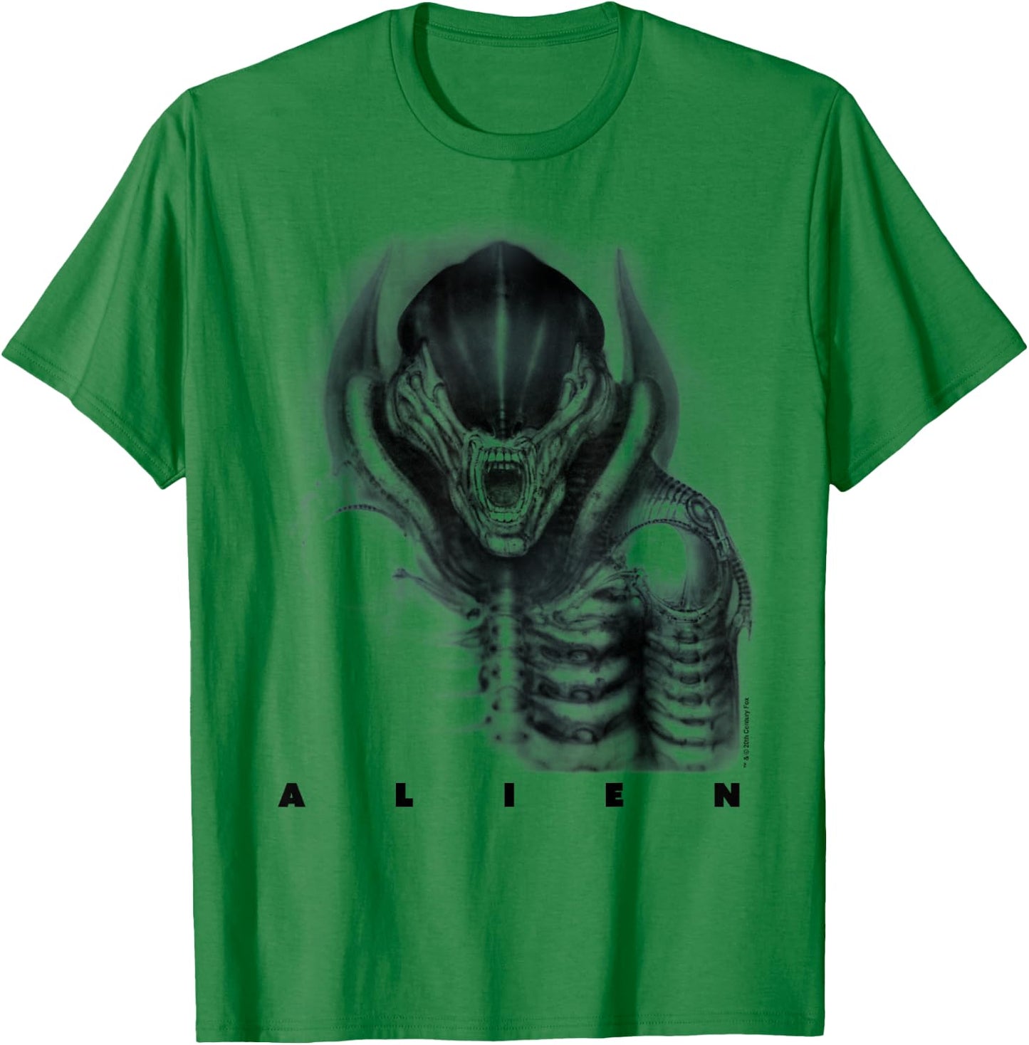 Aliens Iconic Epic Xenomorph Faded Big Chest Epic Portrait T-Shirt - T-Shirt | Irish Green