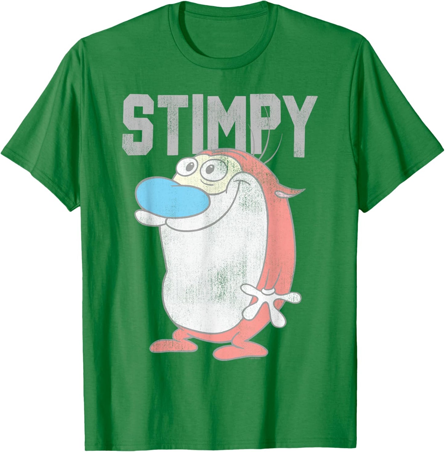 Ren and Stimpy College Stimpy , Weiß, S, Herren, , Cartoon, Klassisch, Polyester, Baumwolle, Halbarm T-Shirt - T-Shirt | Irish Green