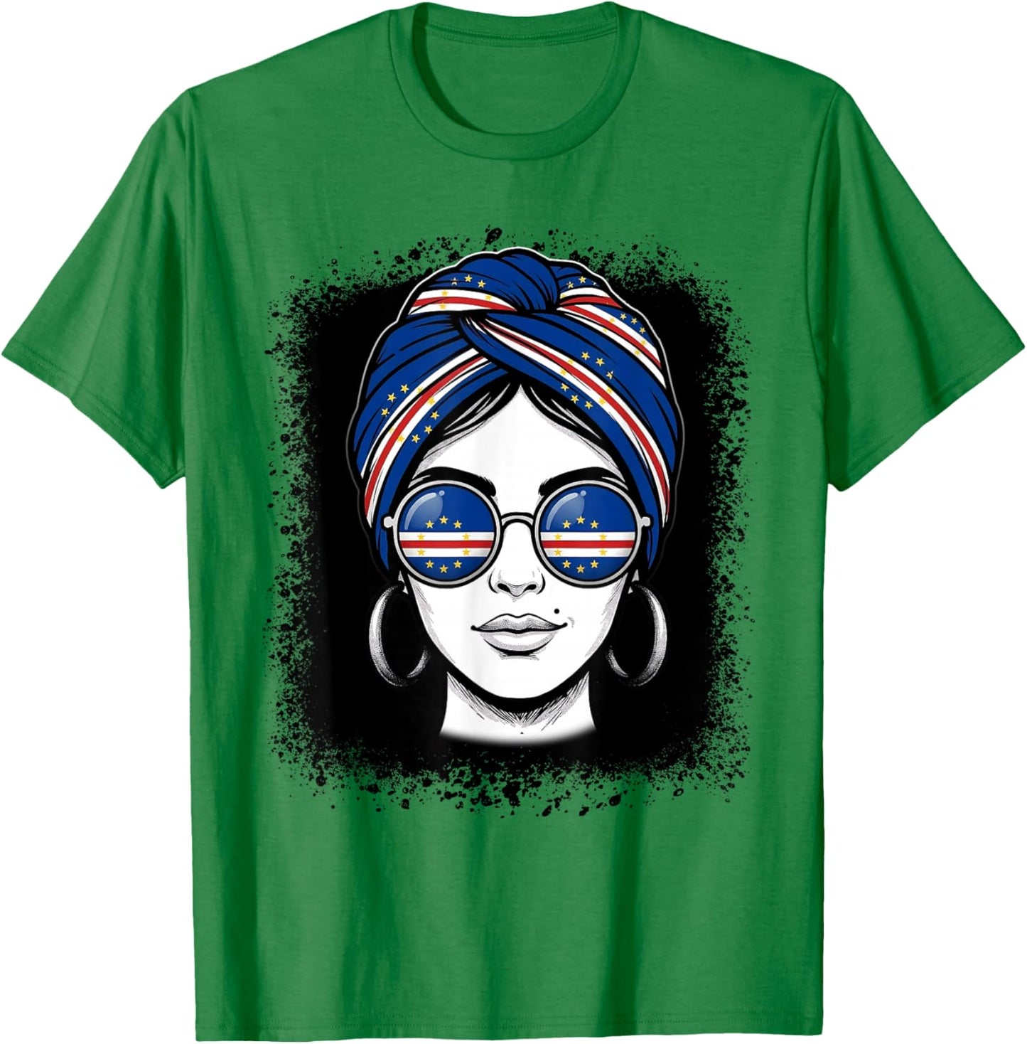 Cape Verde Flag Woman Turban Sunglasses Pride T-Shirt - T-Shirt | Irish Green