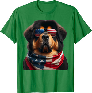 Tibetan Mastiff Dog 4th Of July American Independence Day T-Shirt - T-Shirt | Irish Green