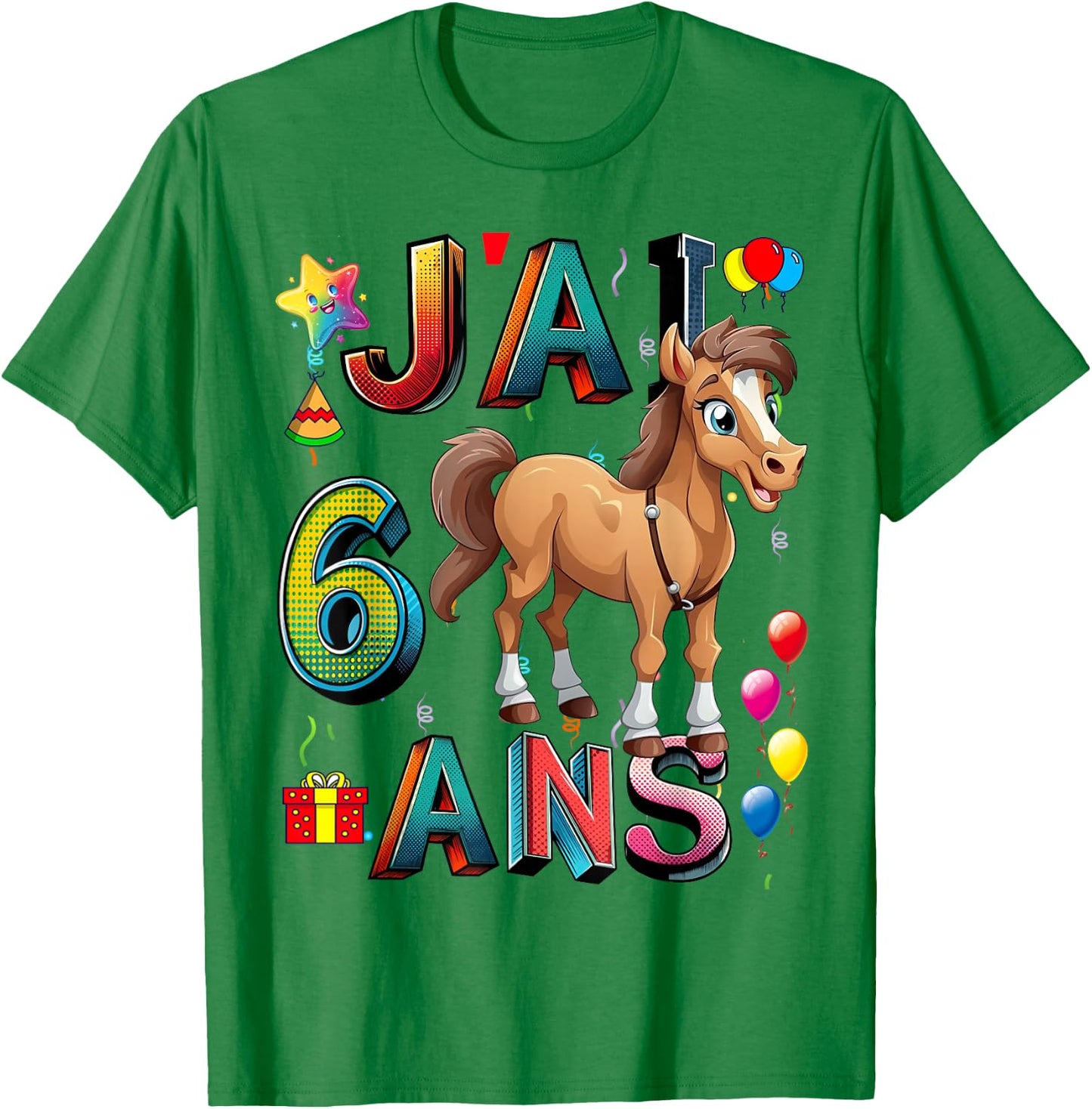 Child Horse Child 6 Years Birthday Boy Girl Horse T-Shirt - T-Shirt | Irish Green