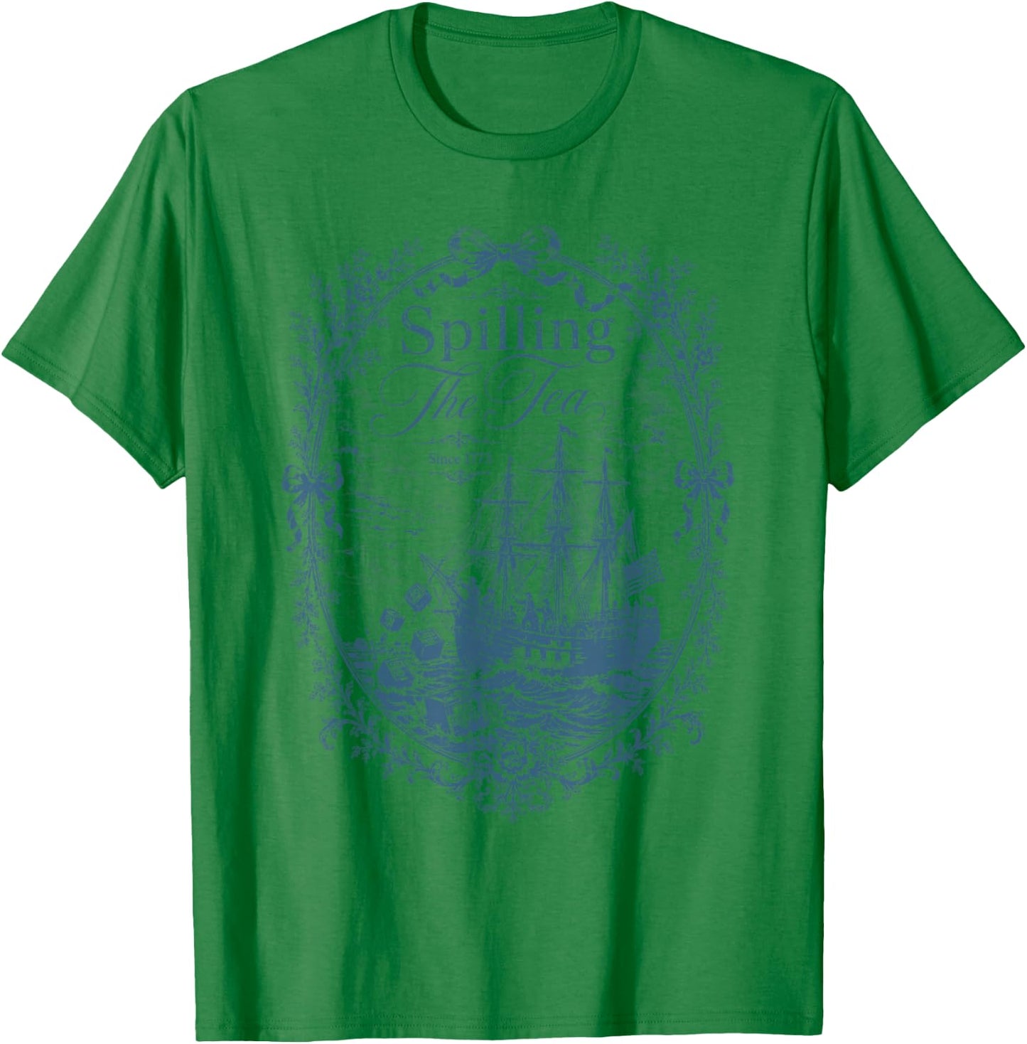 Blue Toile Spilling The Tea Since 1773 Party History T-Shirt - T-Shirt | Irish Green