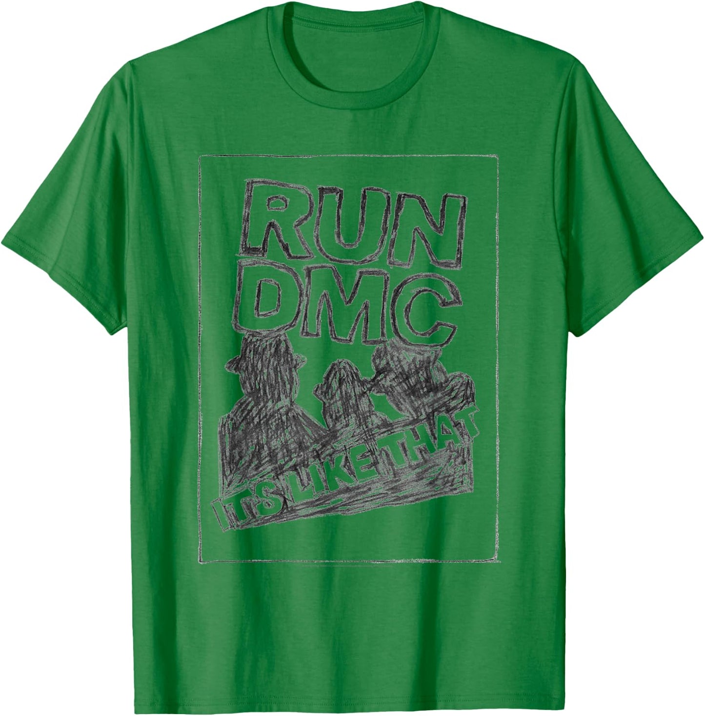 RUN--DMC Offiziell Lizenziertes Bravado It's Like That Sketch , Damen, -Jugendliche, -Erwachsene, Weiß, S, Kurzarm T-Shirt - T-Shirt | Irish Green