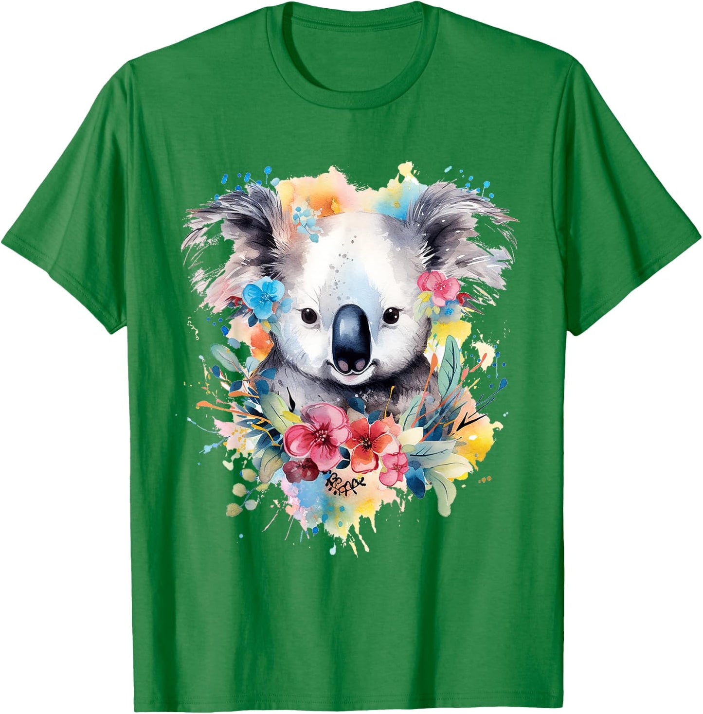 Koala Animal Colourful Motif Painting Art Abstract Koala , White T-Shirt - T-Shirt | Irish Green