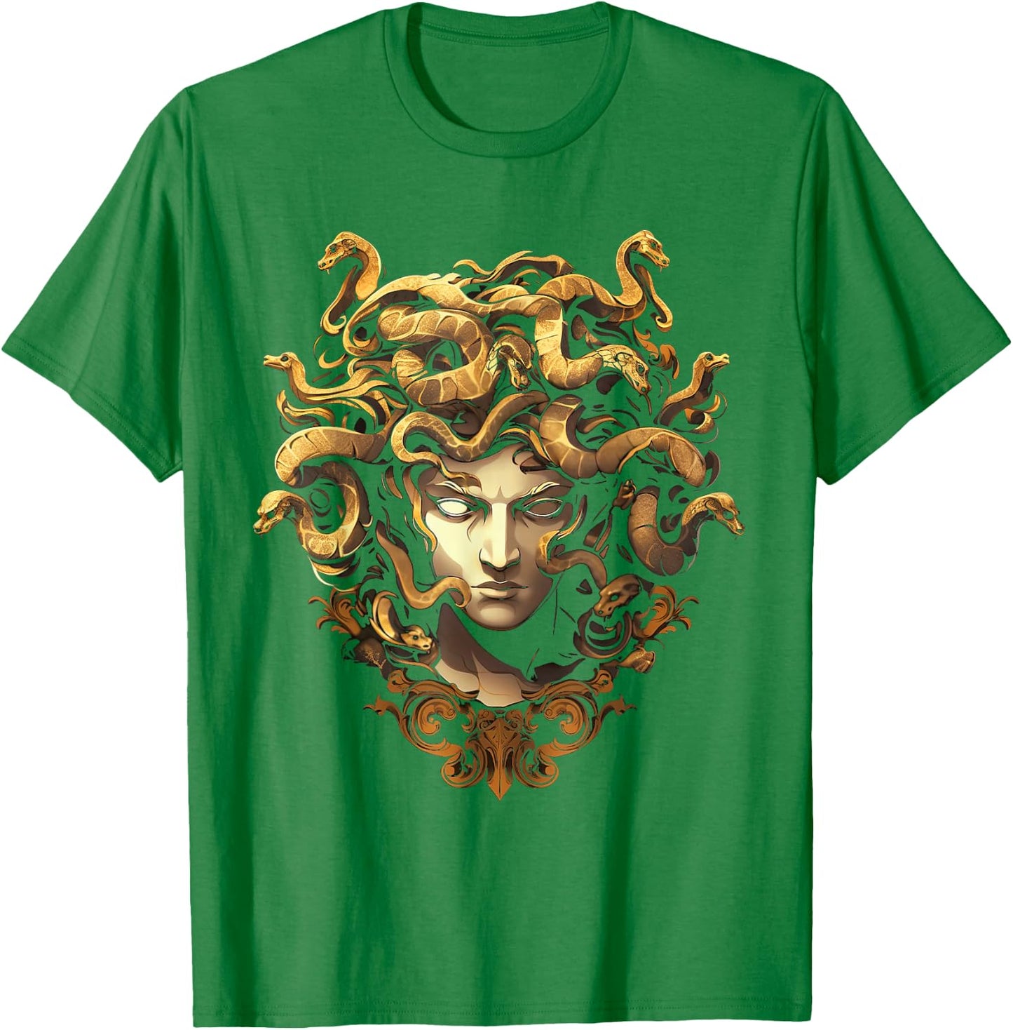 Medusahead Greek Mythology Ancient Snake Hair T-Shirt - T-Shirt | Irish Green
