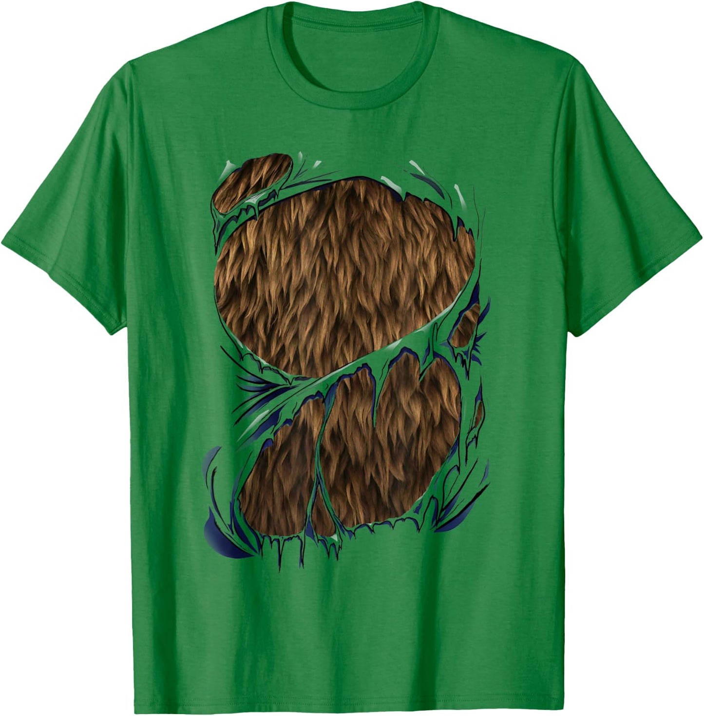 Werewolf Halloween Costume - Furry Bear or Beast Torn Ripped T-Shirt - T-Shirt | Irish Green