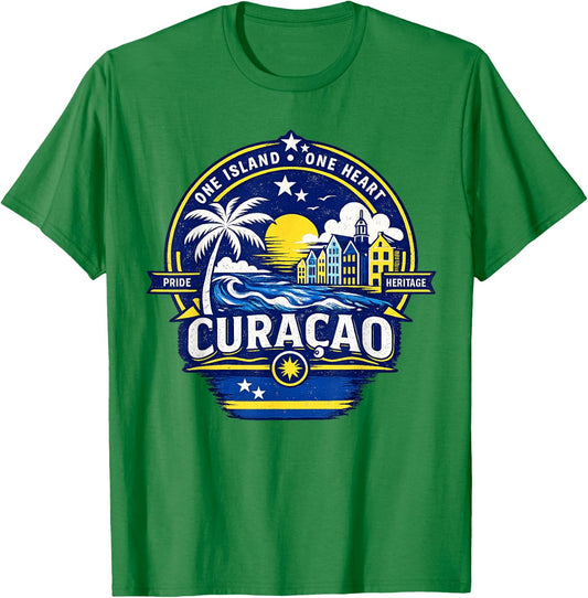 Curacao Island Pride Heritage Souvenir Caribbean Flag T-Shirt - T-Shirt | Irish Green