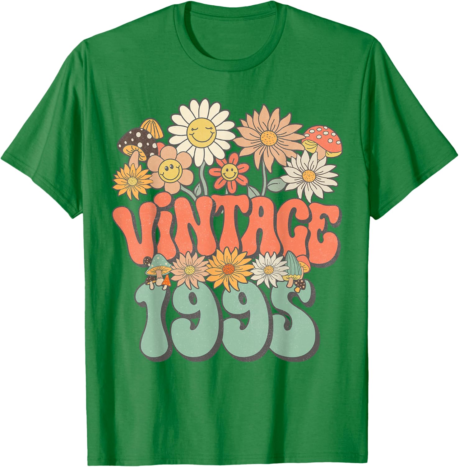 Vintage 1995 Floral Hippie Groovy Daisy Flower 30th Birthday T-Shirt - T-Shirt | Irish Green