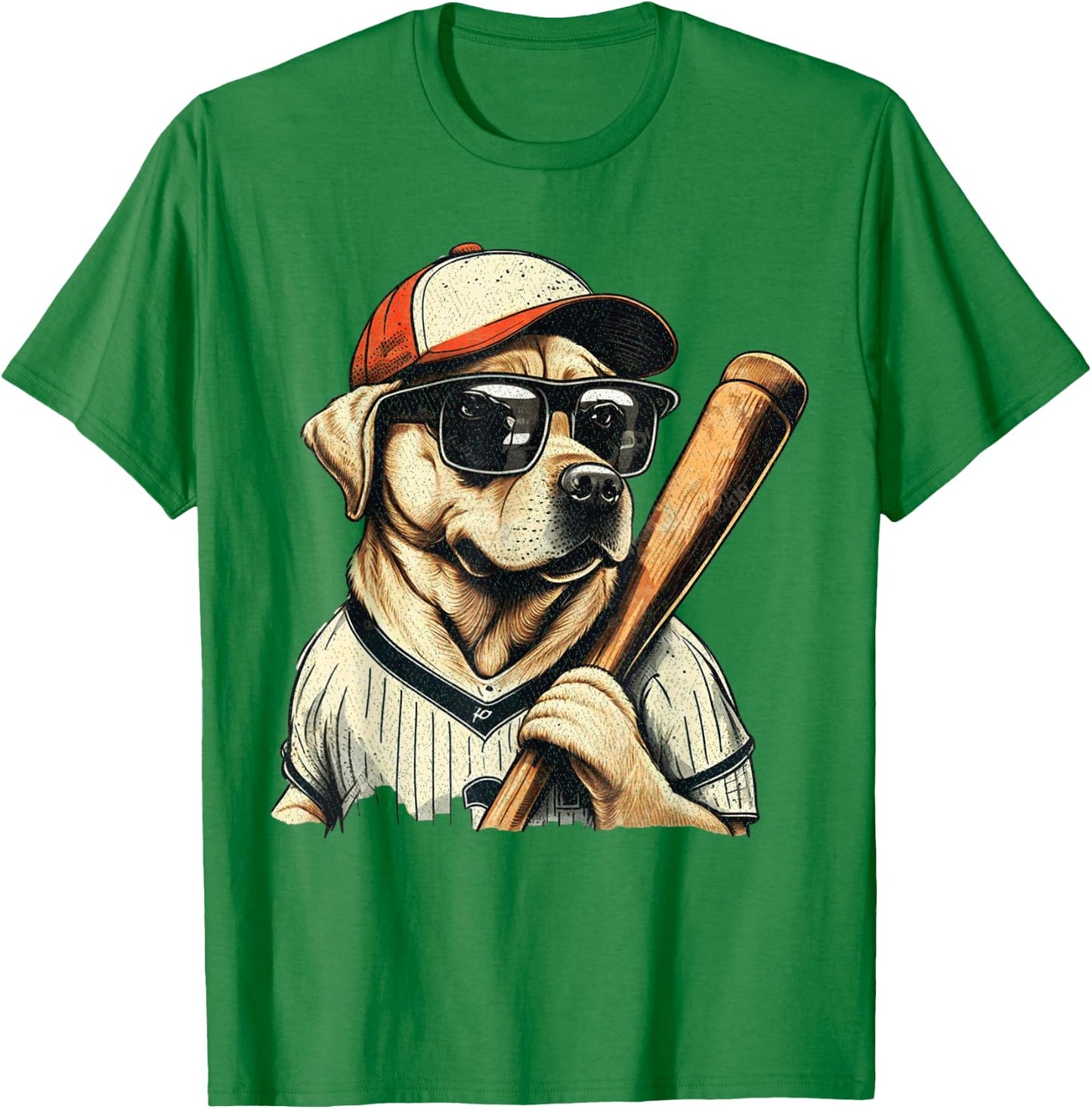Vintage Retro Dog Playing Baseball, Puppy Pet Lover Women Girls Kids T-Shirt - T-Shirt | Irish Green