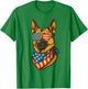 German Shepherd Dog American Flag 4th of July Sunglasses T-Shirt - T-Shirt | Irish Green