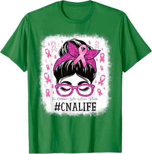 CNA Certified Nursing Assistant Breast Cancer Awareness T-Shirt - T-Shirt | Irish Green