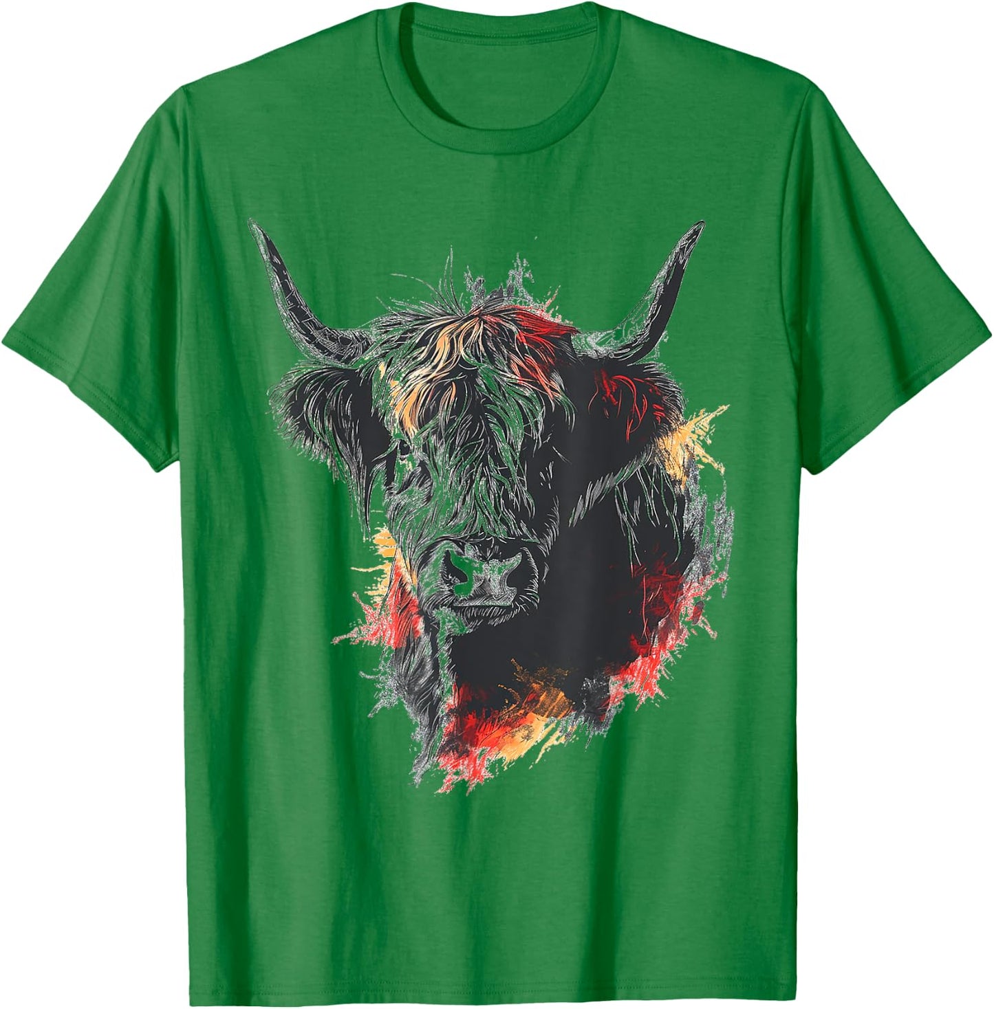 Highland Cow Tierzoo Zeichnung Hochlandkuh T-Shirt - T-Shirt | Irish Green