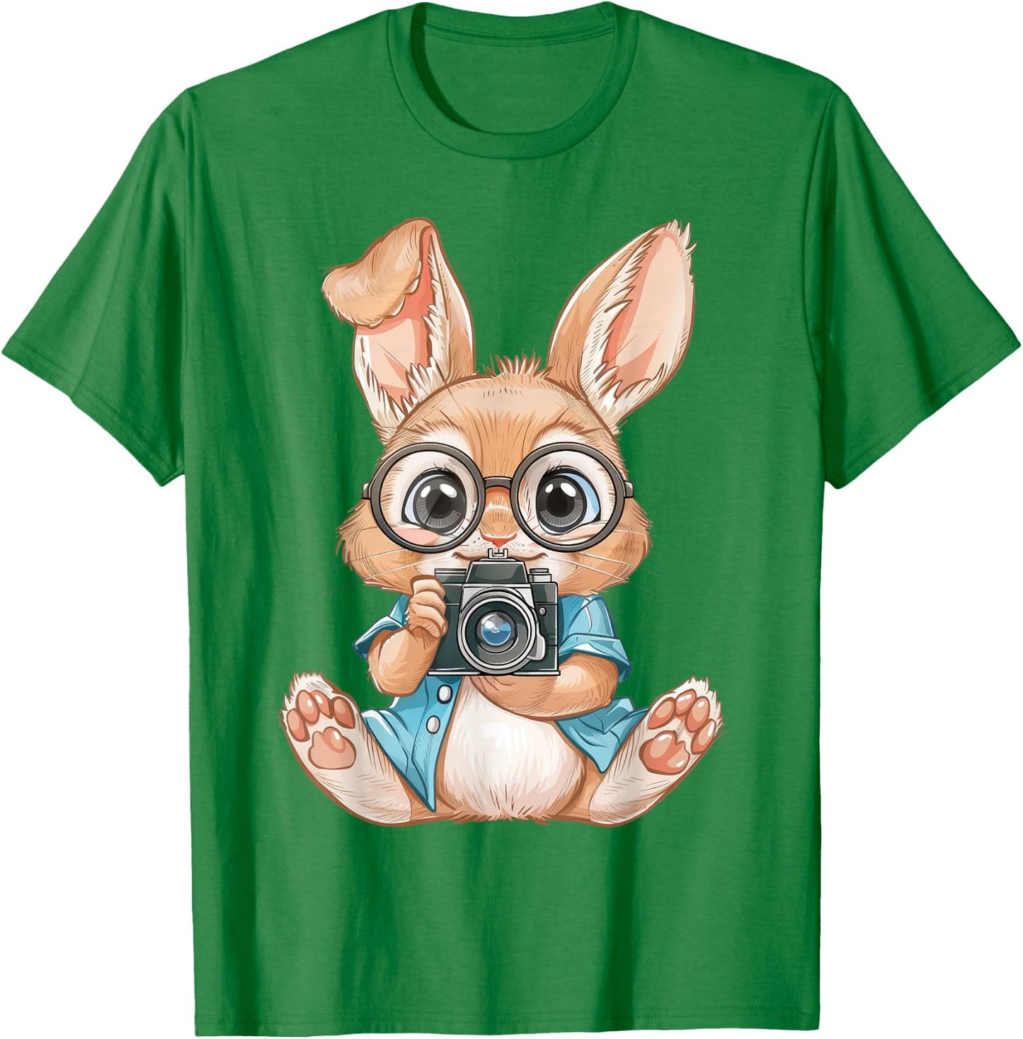 Rabbit Holding Camera Photographer Easter Bunny Cameraman T-Shirt - T-Shirt | Irish Green