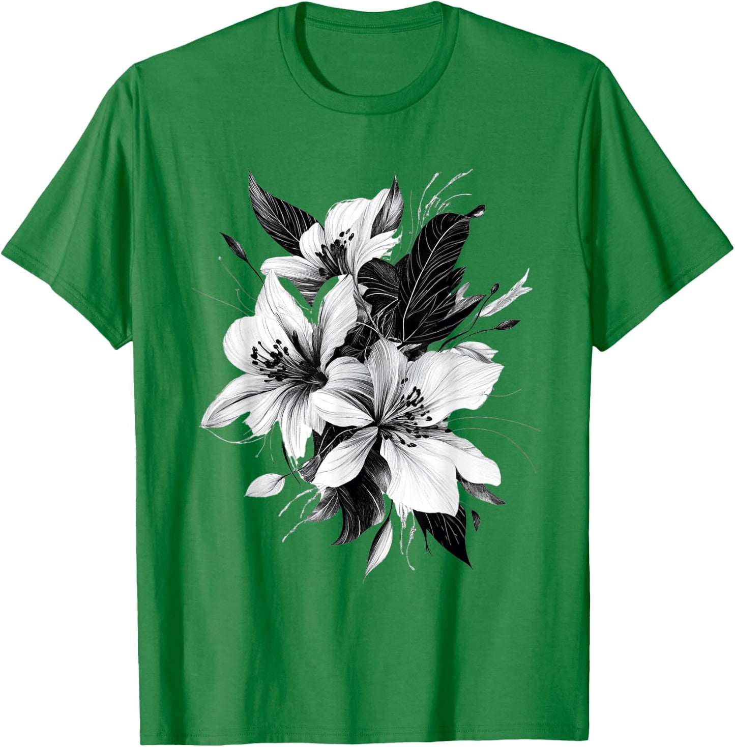 Botanical Art Flower Detailed , white, S T-Shirt - T-Shirt | Irish Green