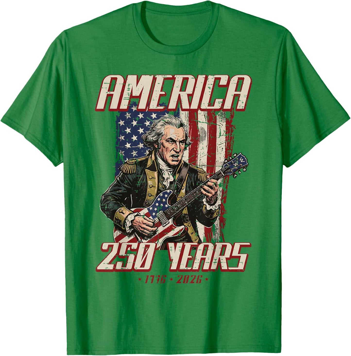 Washington Guitar America 250 250th Anniversary 4th of July T-Shirt - T-Shirt | Irish Green