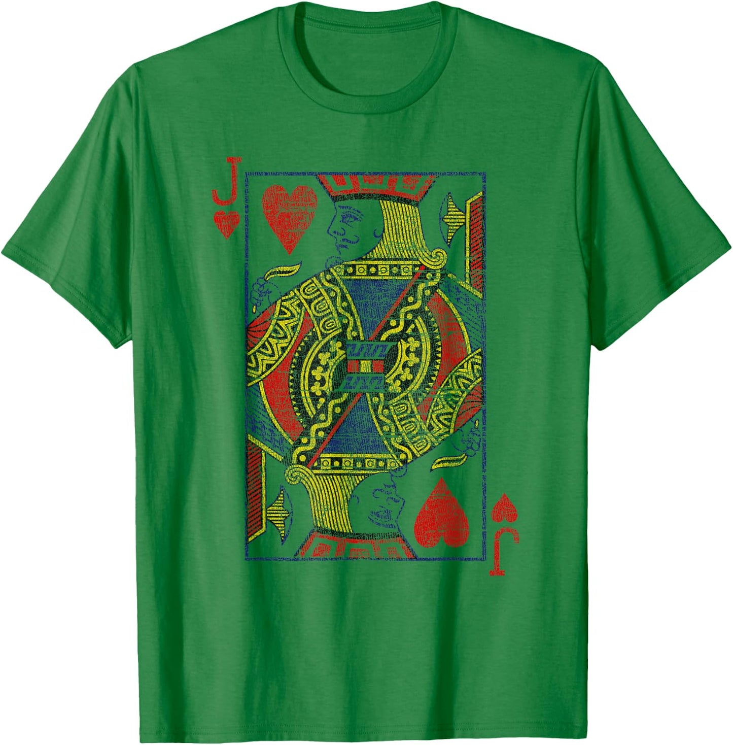 Bube of the Hearts Playing Cards Costume Poker Distressed T-Shirt - T-Shirt | Irish Green