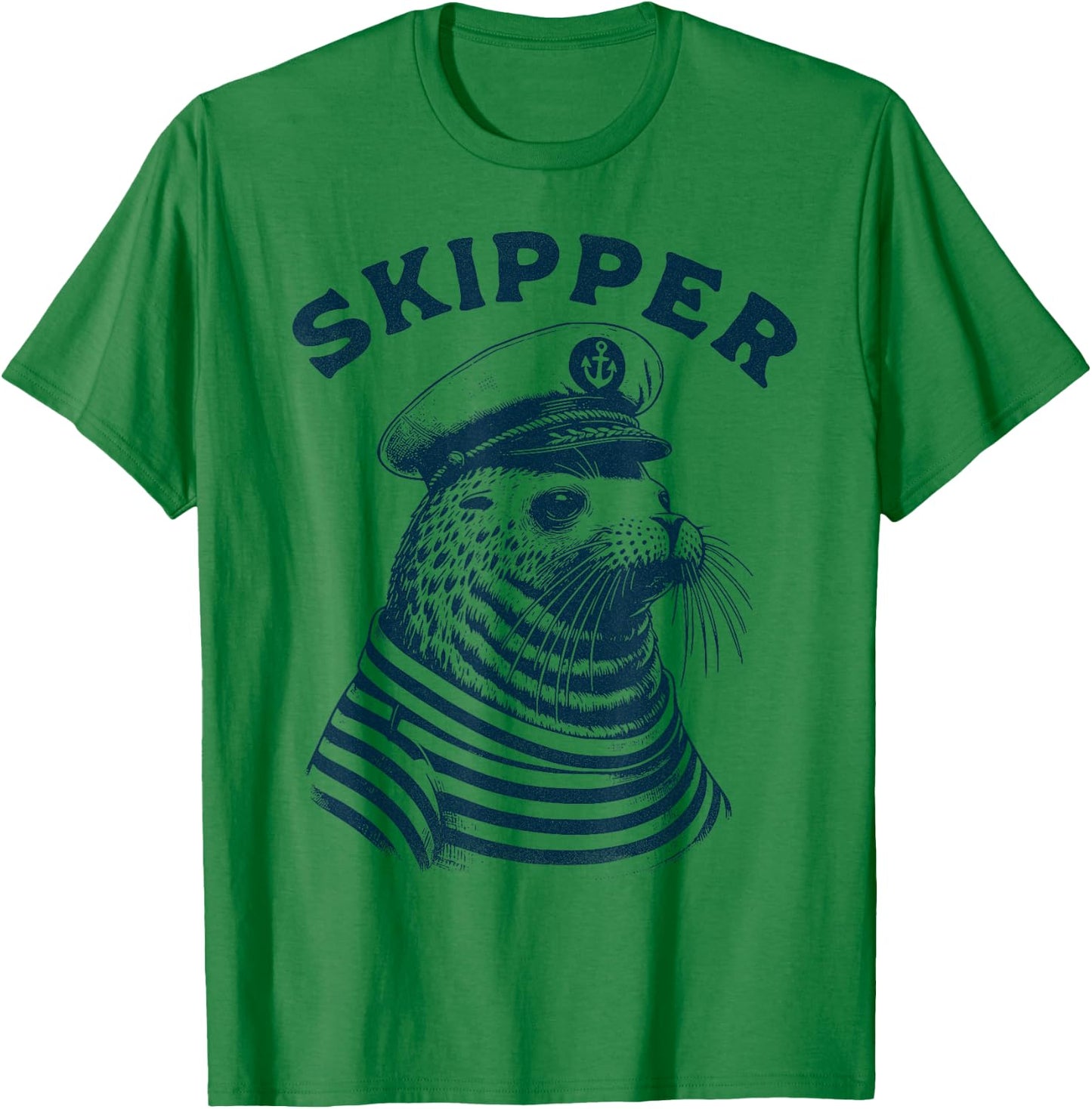 Seal Captain, Skipper, Funny Seal Boat Sailor Funny Boating T-Shirt - T-Shirt | Irish Green