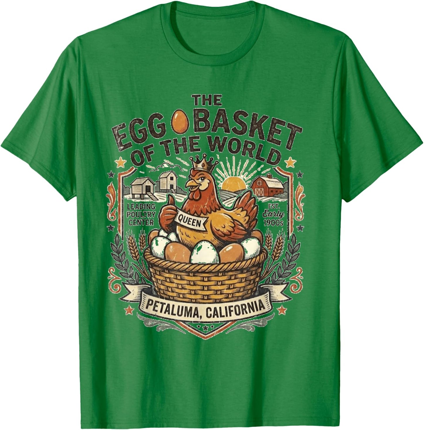 Petaluma, CA - Egg Basket of the World - Vintage Logo T-Shirt - T-Shirt | Irish Green