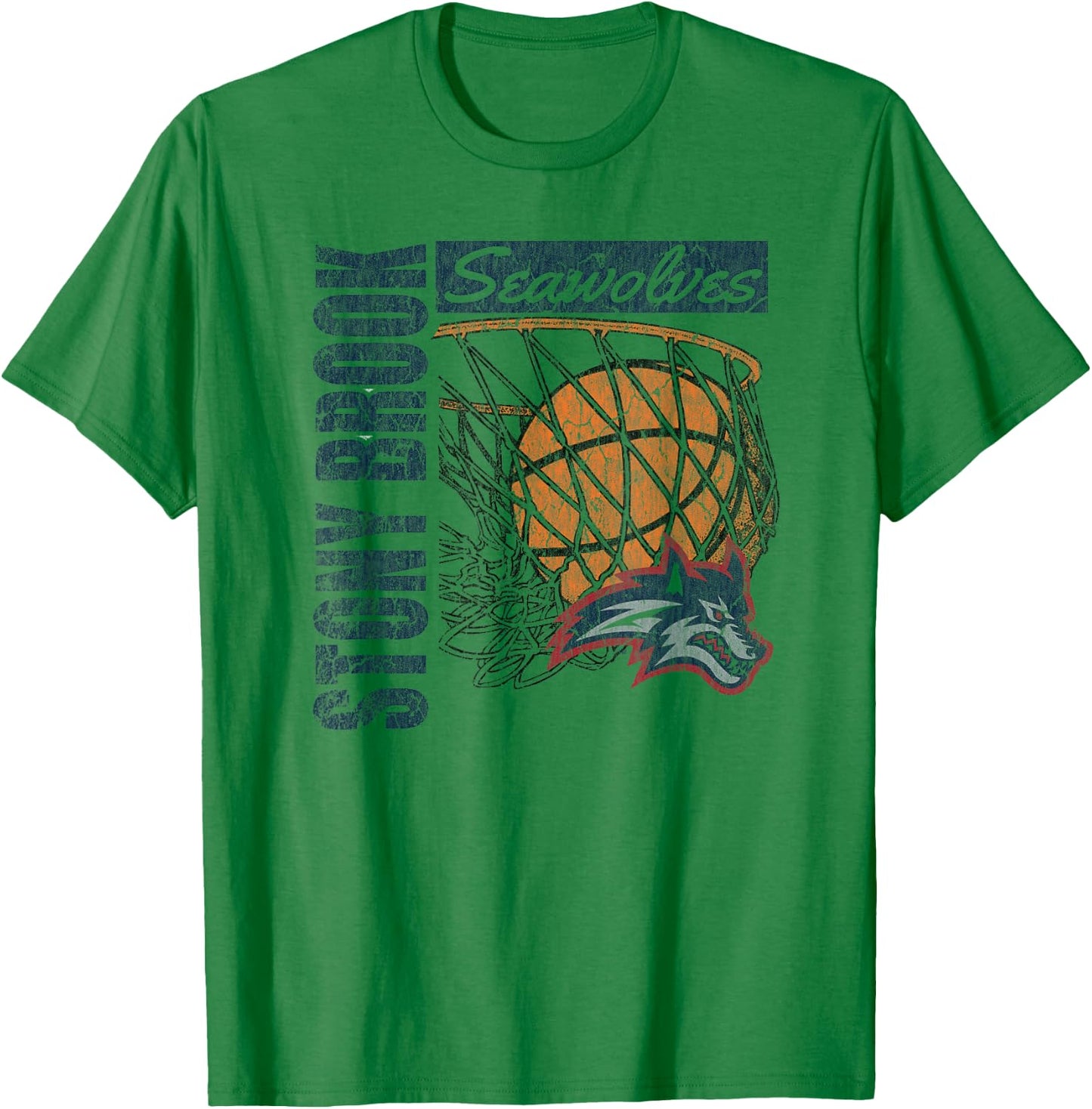 Stony Brook Seawolves Vintage Basketball 90's White T-Shirt - T-Shirt | Irish Green