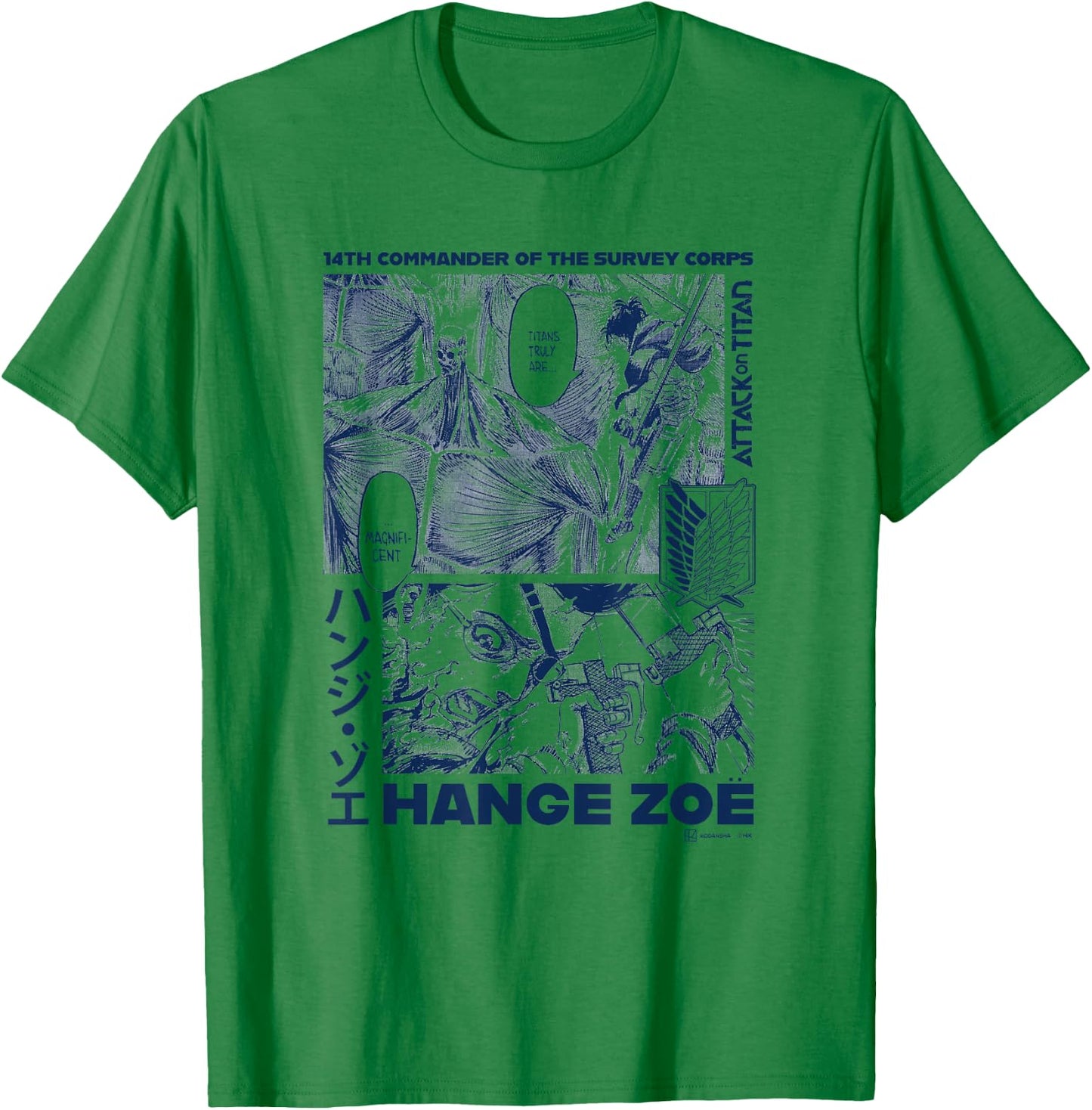 Attack on Titan Order Hange Zoe Big Chest Manga Poster T-Shirt - T-Shirt | Irish Green