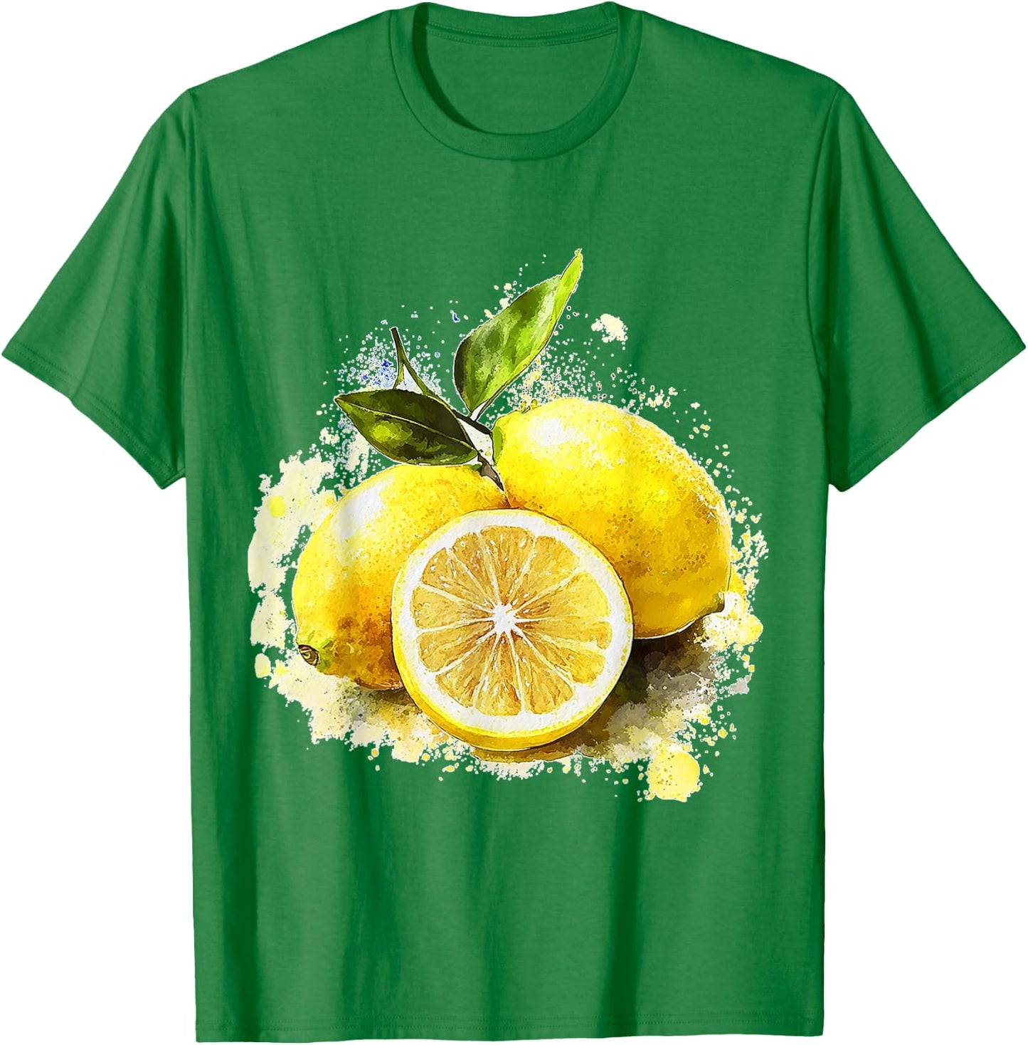 Lemon Fruit Graphic Watercolour Illustration Lemon , White T-Shirt - T-Shirt | Irish Green