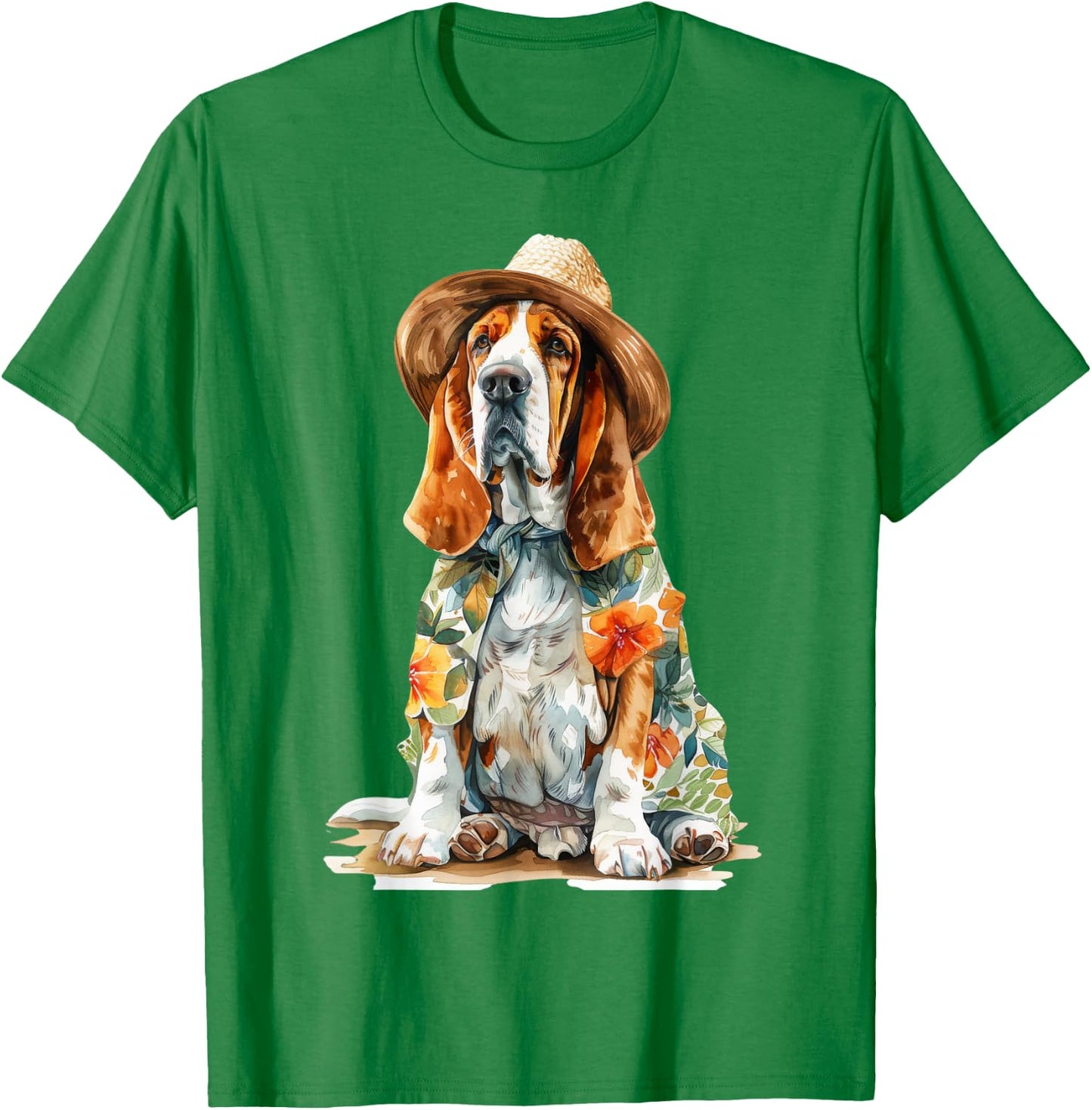 Basset Hound Summer Dog , white, S T-Shirt - T-Shirt | Irish Green