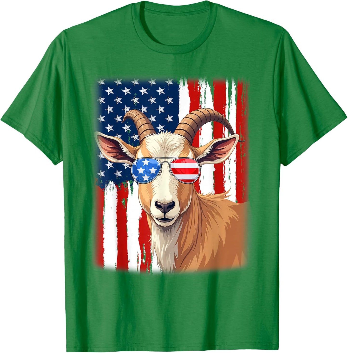 Goat USA America Flag Patriotic Goat 4th of July T-Shirt - T-Shirt | Irish Green